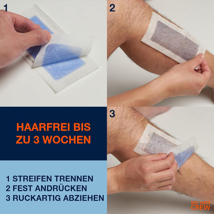 NO HAIR CREW 3 x 20 Kaltwachsstreifen für den Körper – Wachsstreifen zur Haarentfernung, für Männer