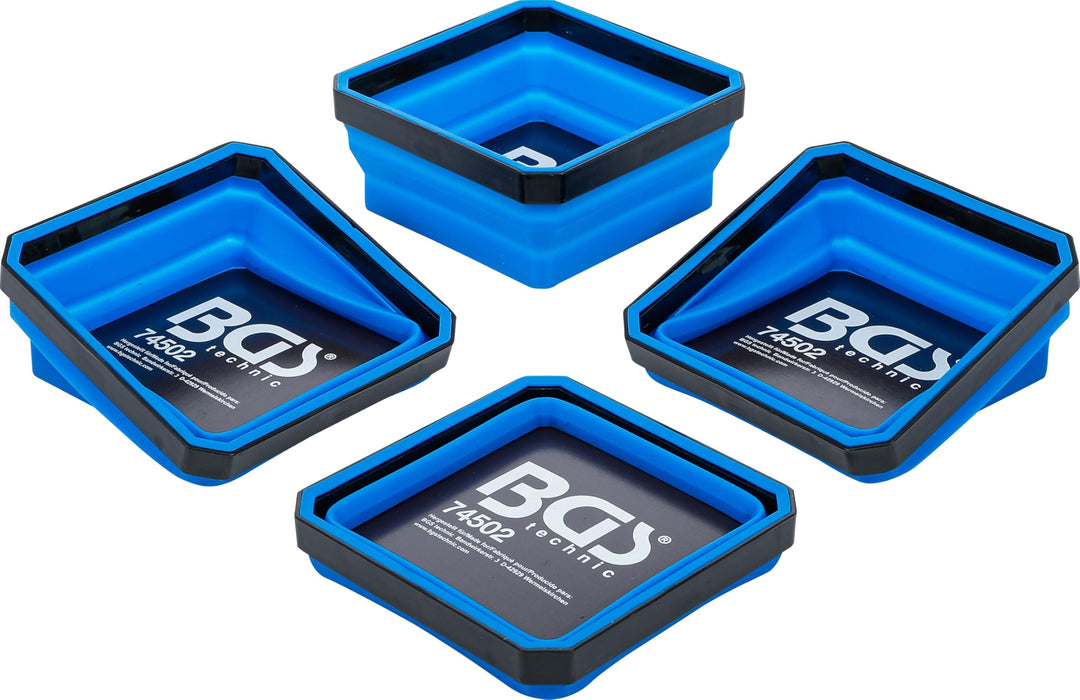 BGS 74502 | Magnet-Haftschalen-Satz | Silikon | faltbar | 115 x 115 x 50 mm | 4-tlg.