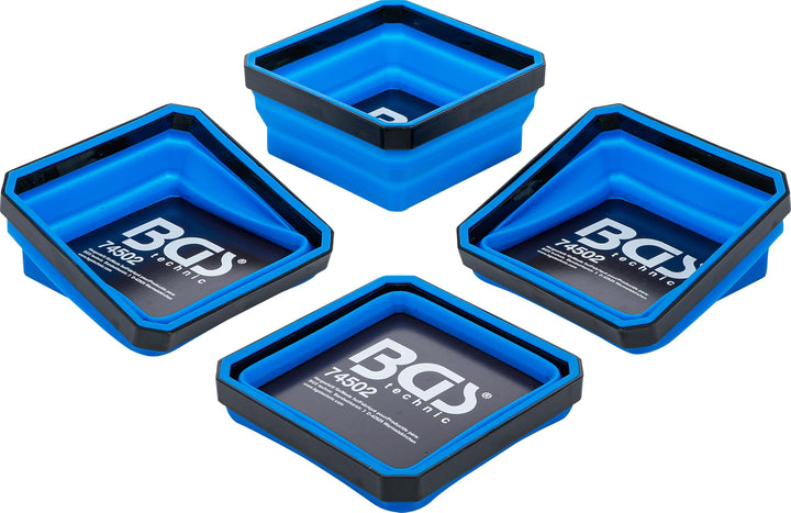 BGS 74502 | Magnet-Haftschalen-Satz | Silikon | faltbar | 115 x 115 x 50 mm | 4-tlg.
