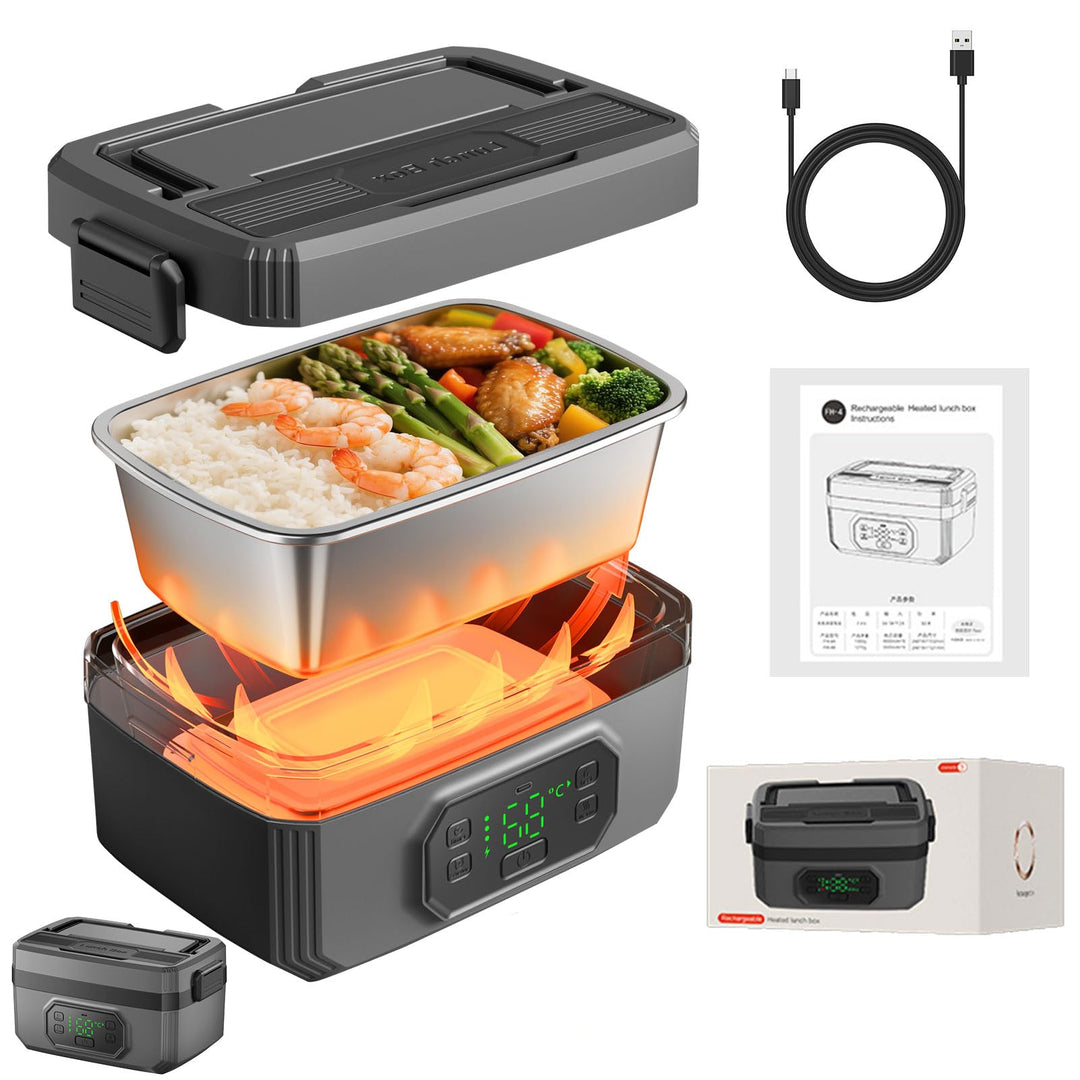 Elektrische Lunchbox für Erwachsene, Wiederaufladbare Beheizbare Lunchbox 21000mAh Akku,Herausnehmba