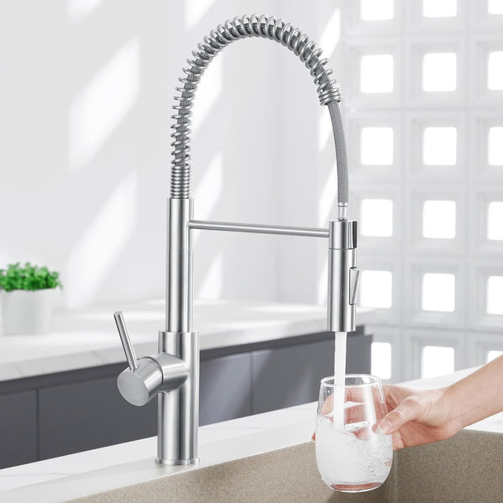 CECIPA Hochdruck Küchenarmatur mit Brause Herunterziehen, Wasserhahn Küche Ausziehbar mit 2 Wasserst