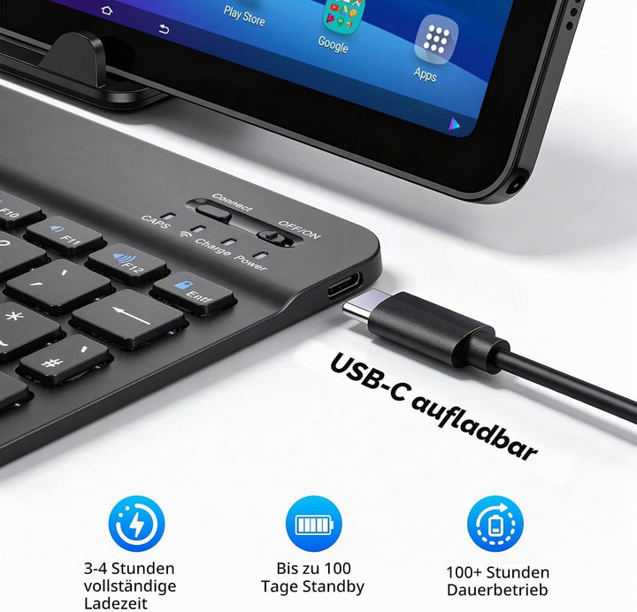 Kabellose Bluetooth Tastatur mit Maus Set, 2.4G USB &amp; Bluetooth 5.0 Dual-Modus Multi-Device Tablet T