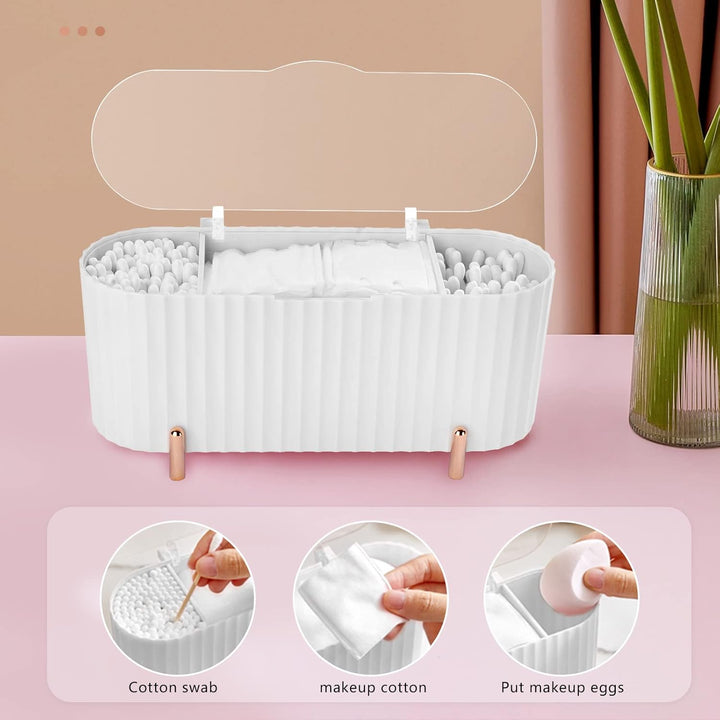 Make Up Kosmetik Organizer, Wattepads Aufbewahrung mit Deckeln, Wattestäbchen Behälter Lidschattenpi