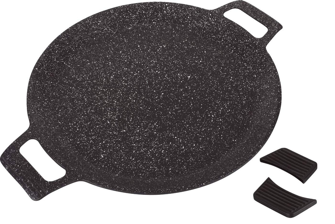 Kamberg 0008106 – Brotbackplatte/Crêpeplatte 32 cm – Aluminiumguss – Beschichtung in Steinoptik – Fü