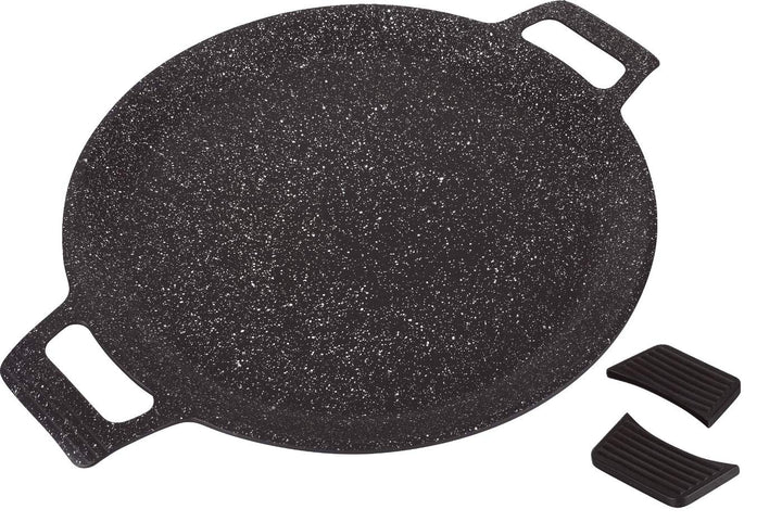 Kamberg 0008106 – Brotbackplatte/Crêpeplatte 32 cm – Aluminiumguss – Beschichtung in Steinoptik – Fü