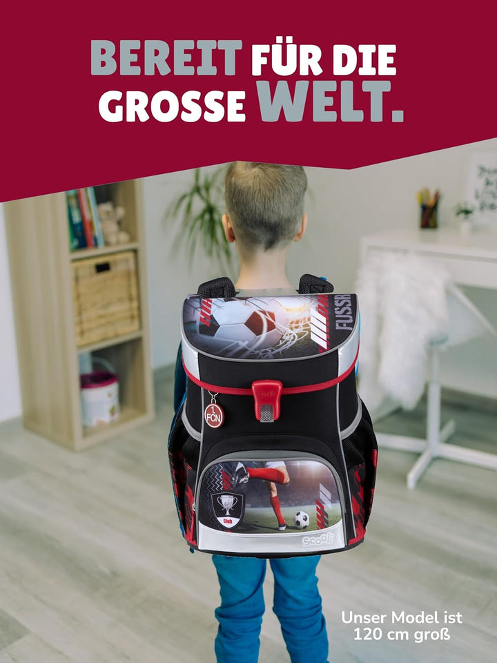 Familando - Scooli Campus Fit Schulranzen Set - 10-teilig mit Schultüte - 1. FC Nürnberg (1. FCN) -