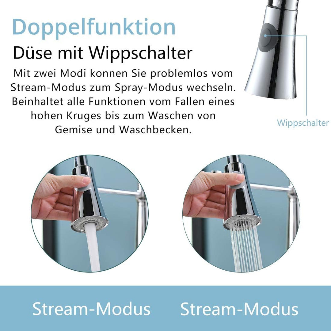 TIMACO Wasserhahn Küche Chrom 360° Drehbar Küchenarmatur mit Brause Mischbatterie Küche Armatur Küch