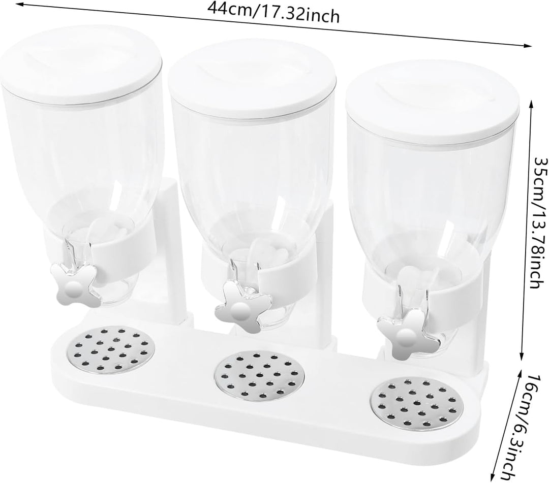 Müslispender 2L 3er Set, Cereal Dispenser mit Sichtfenster (Weiss), Weiss