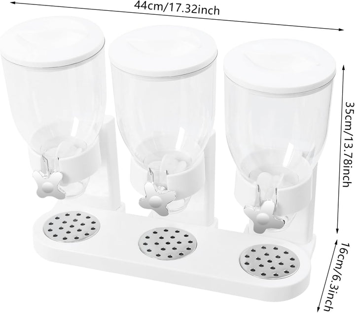 Müslispender 2L 3er Set, Cereal Dispenser mit Sichtfenster (Weiss), Weiss