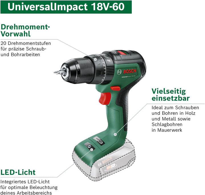 Bosch Home and Garden Bosch Akku Schlagbohrschrauber UniversalImpact 18V-60 (1 Akku, 18 Volt System,