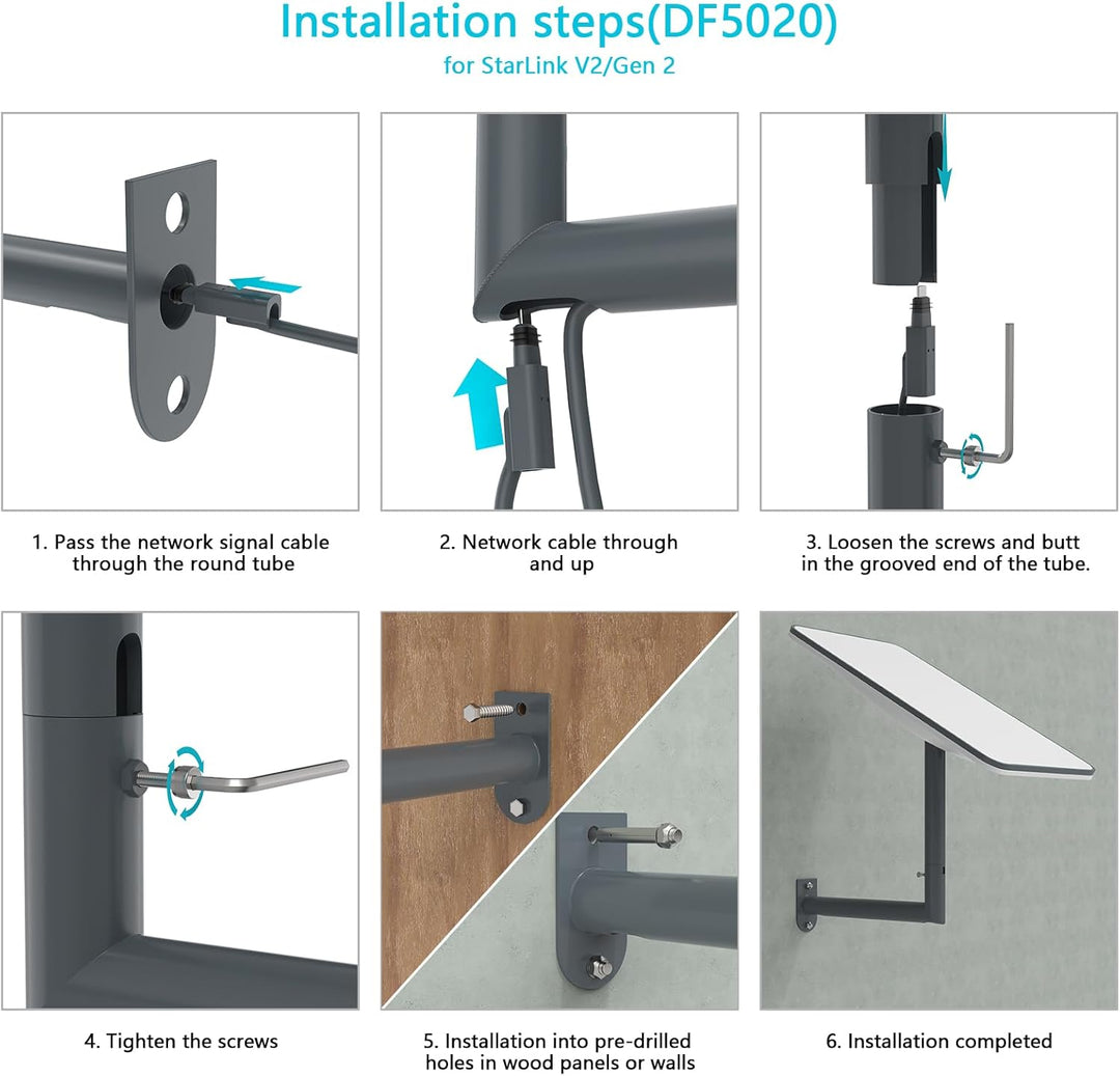 HOLACA Aufgerüstete Halterung für Starlink Gen 3/2,Starlink Mini, Verstellbare lange Wandhalterung S