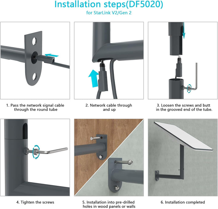 HOLACA Aufgerüstete Halterung für Starlink Gen 3/2,Starlink Mini, Verstellbare lange Wandhalterung S