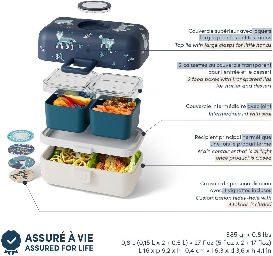 monbento - Brotdose Kinder MB Tresor - 3-Fächer Lunchbox für Kinder - Jausenbox Kinder - Ideal für S