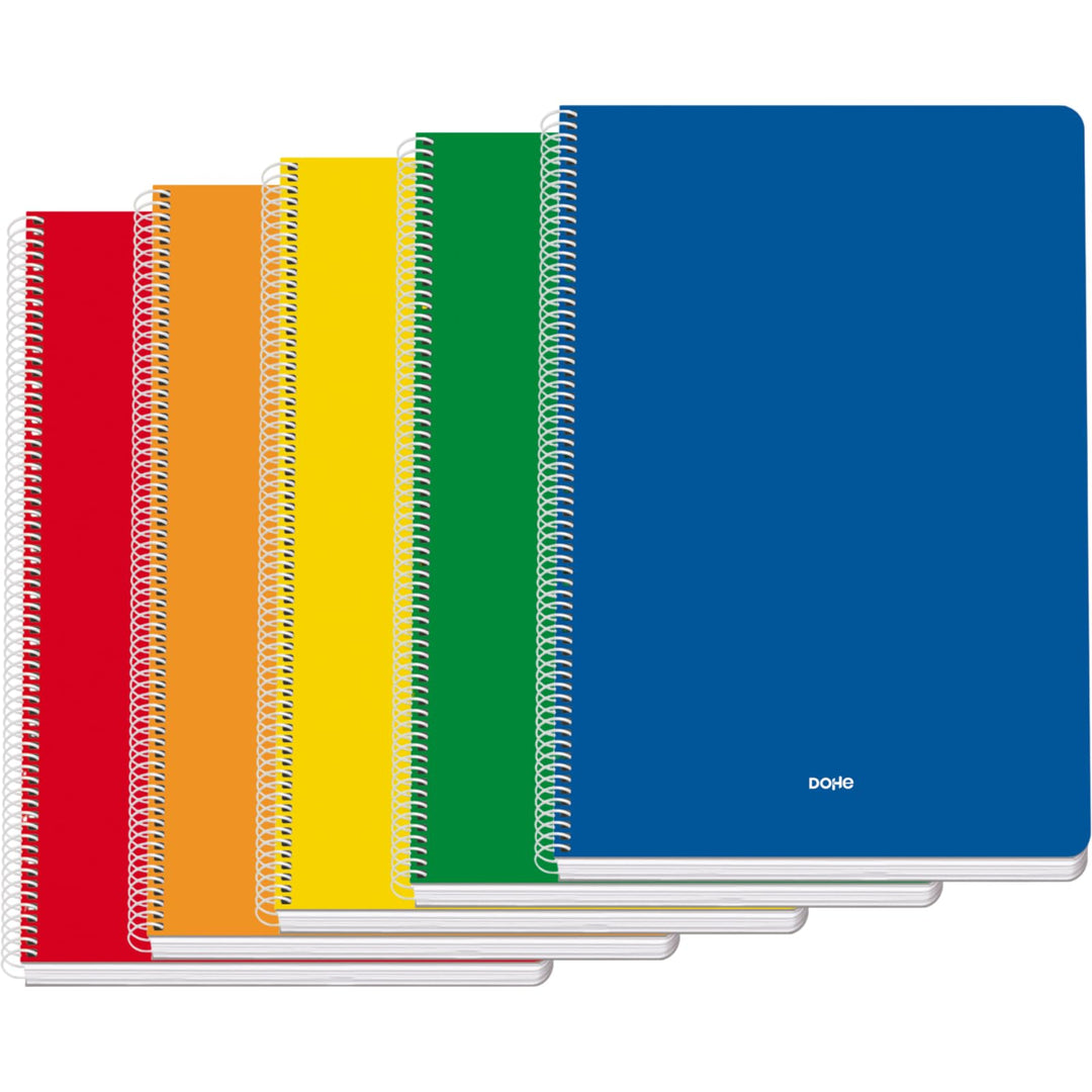 Dohe - Hefte A4+ (5 St.) - Grösse 21,5x31,5 cm, 5 Farben: Blau, Rot, Orange, Gelb und Grün, 80 karie