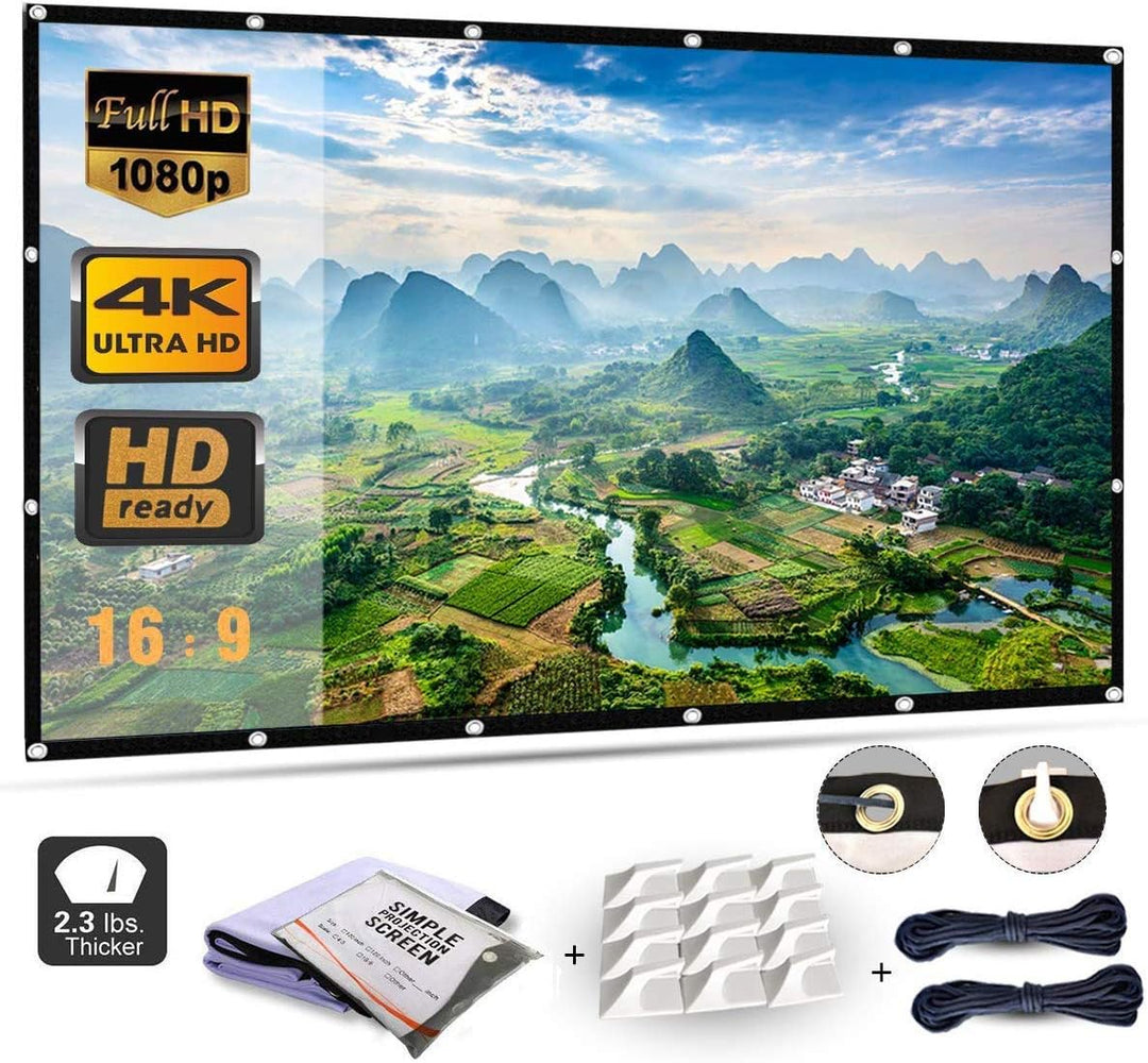 Projektion Leinwand 120 Zoll, Tragbare Projektion sfläche mit 16: 9 HD 4K-Bildschirm für Heimkino-He