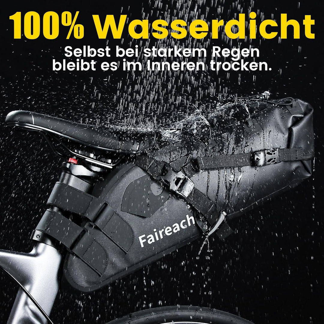 100% Wasserdicht Fahrrad Satteltasche, 10L Rennrad Tasche Sattel | für Bikepacking-Anfänger, Bikepac