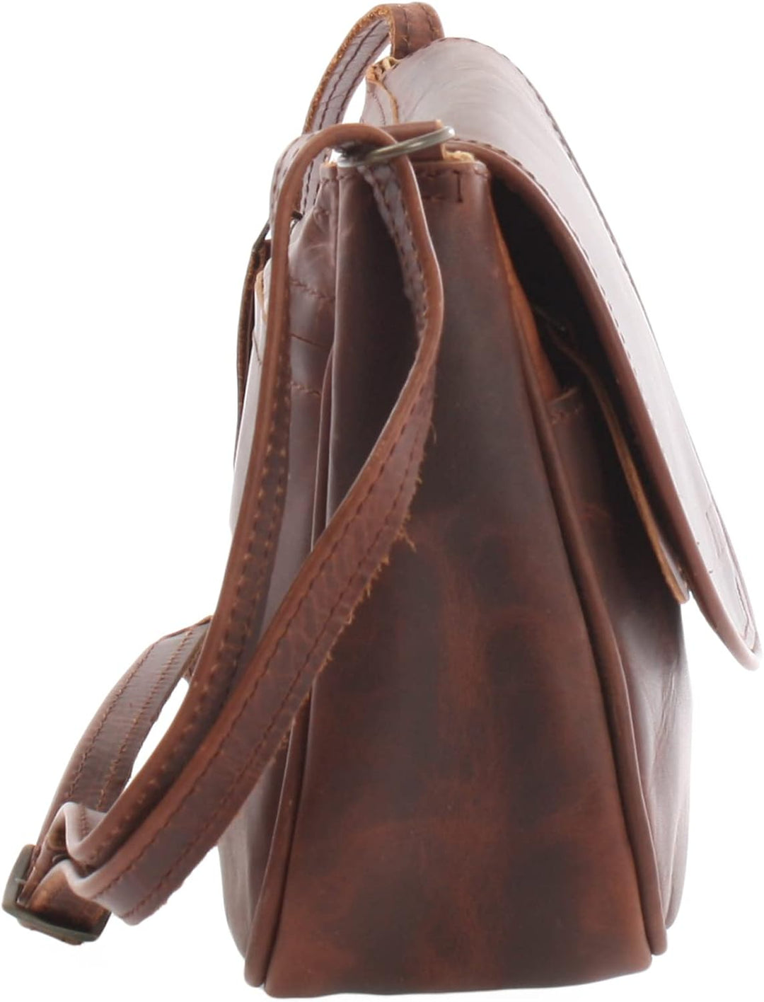 LECONI kleine Umhängetasche Damentasche Schultertasche Festivaltasche Leder 22x18x6cm LE3047 Braun –