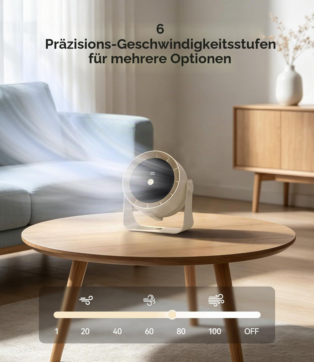 Tischventilator, 2 in 1 USB Ventilator Leise Tischventilatoren Mini Ventilator 6 Geschwindigkeiten C