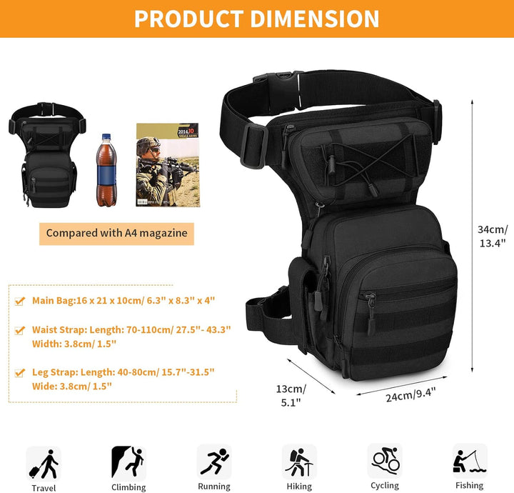 Huntvp Militär Beintasche Motorrad Taktische Oberschenkeltasche MOLLE Hüfttasche Herren Tactical Leg