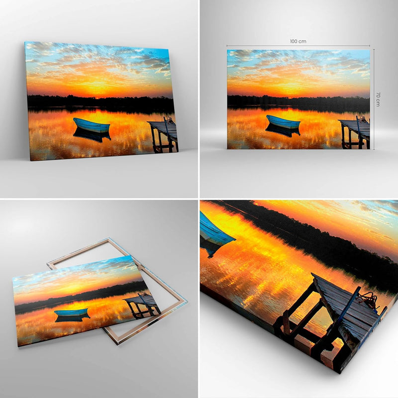 ARTTOR Bilder auf Leinwand 100x70cm Leinwandbild Landschaft Sommer Meer Gross Wanddeko Bild Schlafzi