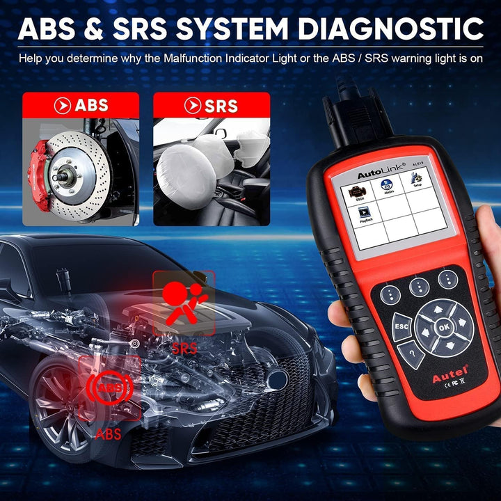 Autel AutoLink AL619 2023 Neuester OBD2 Scanner, Auto ABS/SRS Diagnosegerät, Zurücksetzen der ABS Ai