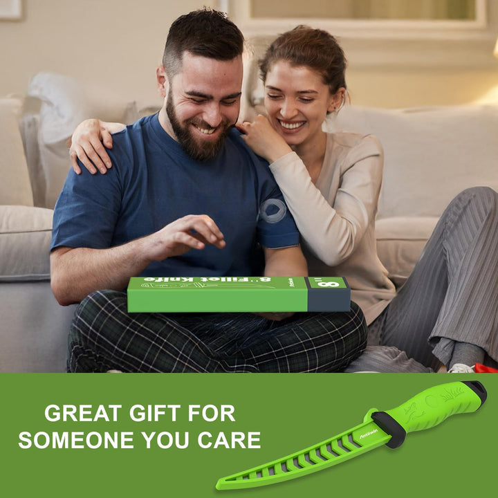 ANTOWIN 22,8 cm Fishing Edelstahl Filetiermesser Set mit Messer-Schärfer, Ergonomischer ABS Griff, B