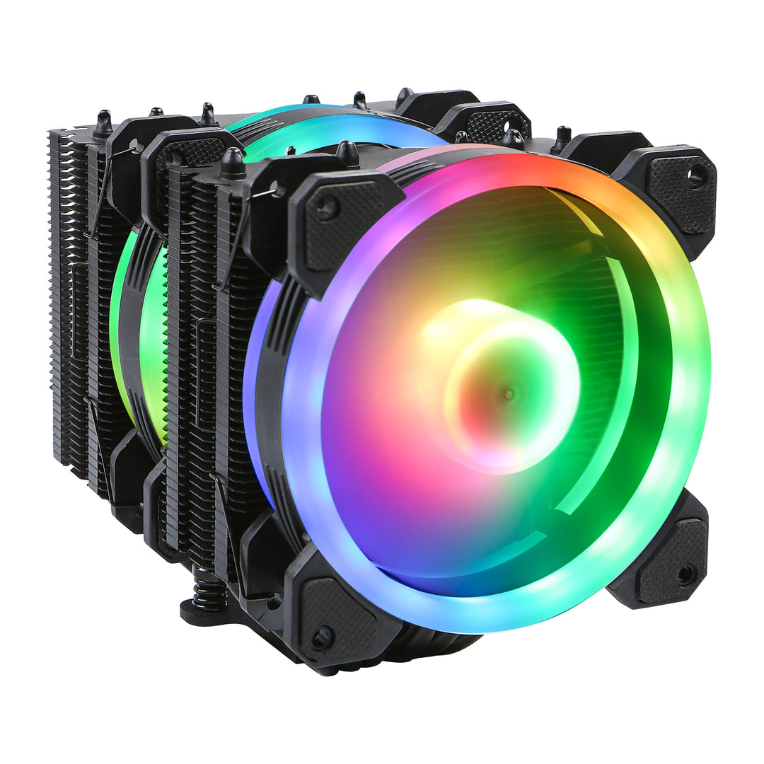 Gelid Solutions Glacier Black RGB – Twin Tower mit 6 Power Heatpipes – 2X 20mm-ARGB-PWM-Lüfter – TPD