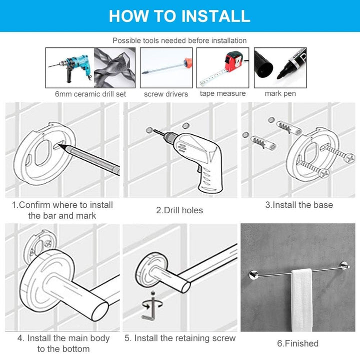 GRIFEMA IBIZA - G30101 | Wandmontage Bad Accessoires - Handtuchhalter aus Messing (60 CM) | Universa
