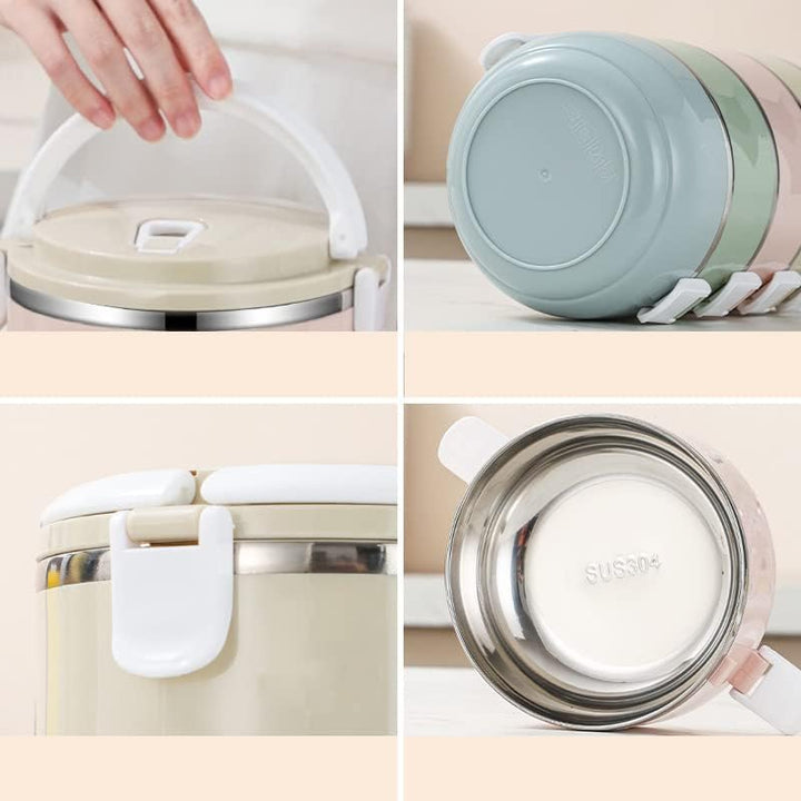 Thermobehälter Isolierbehälter, Thermoisolierte Lunchbox aus Edelstahl, Stapelbare Lunchbox, Tragbar