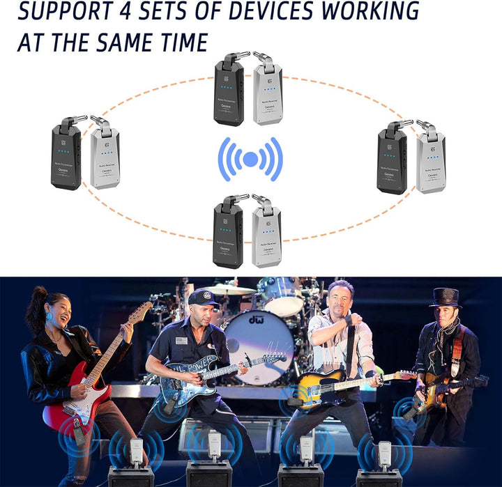 5,8 Hz Gitarre Wireless System Anti-Interferenz-Instrument 4-Kanäle Wireless Transmitter Receiver Di