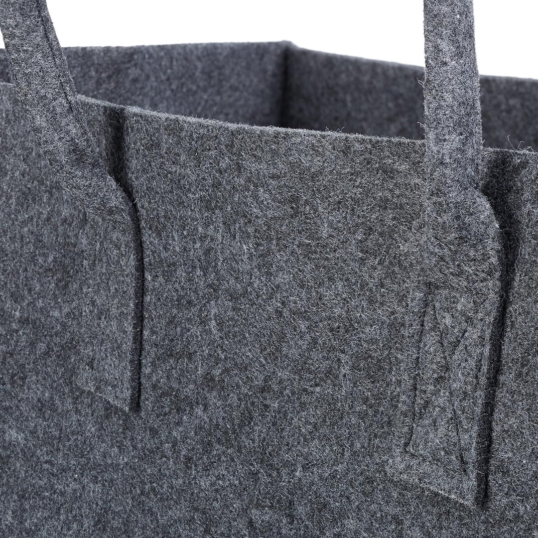 Relaxdays 2 x Kaminholztasche, faltbar, flexibel, Griff, 27 Liter, Filz, Aufbewahrungskorb, HBT: 25