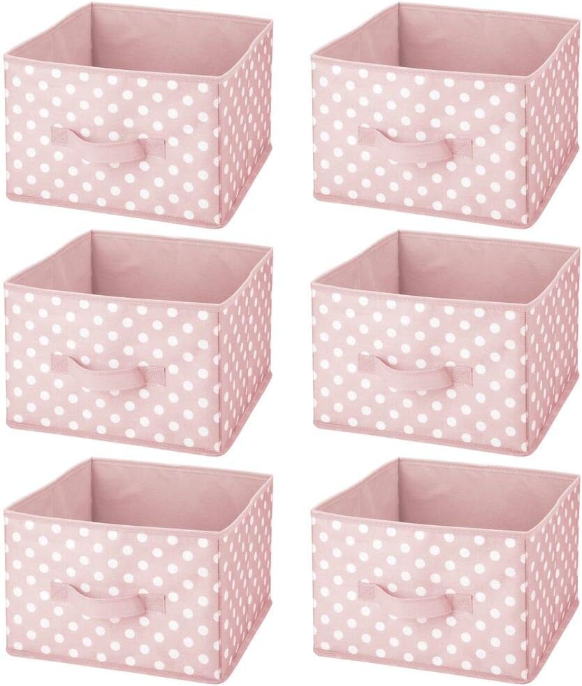 mDesign 6er-Set Aufbewahrungsboxen – gepunktete Boxen zur Aufbewahrung für Ordnung im Kinderzimmer –