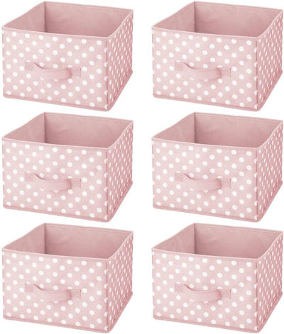 mDesign 6er-Set Aufbewahrungsboxen – gepunktete Boxen zur Aufbewahrung für Ordnung im Kinderzimmer –