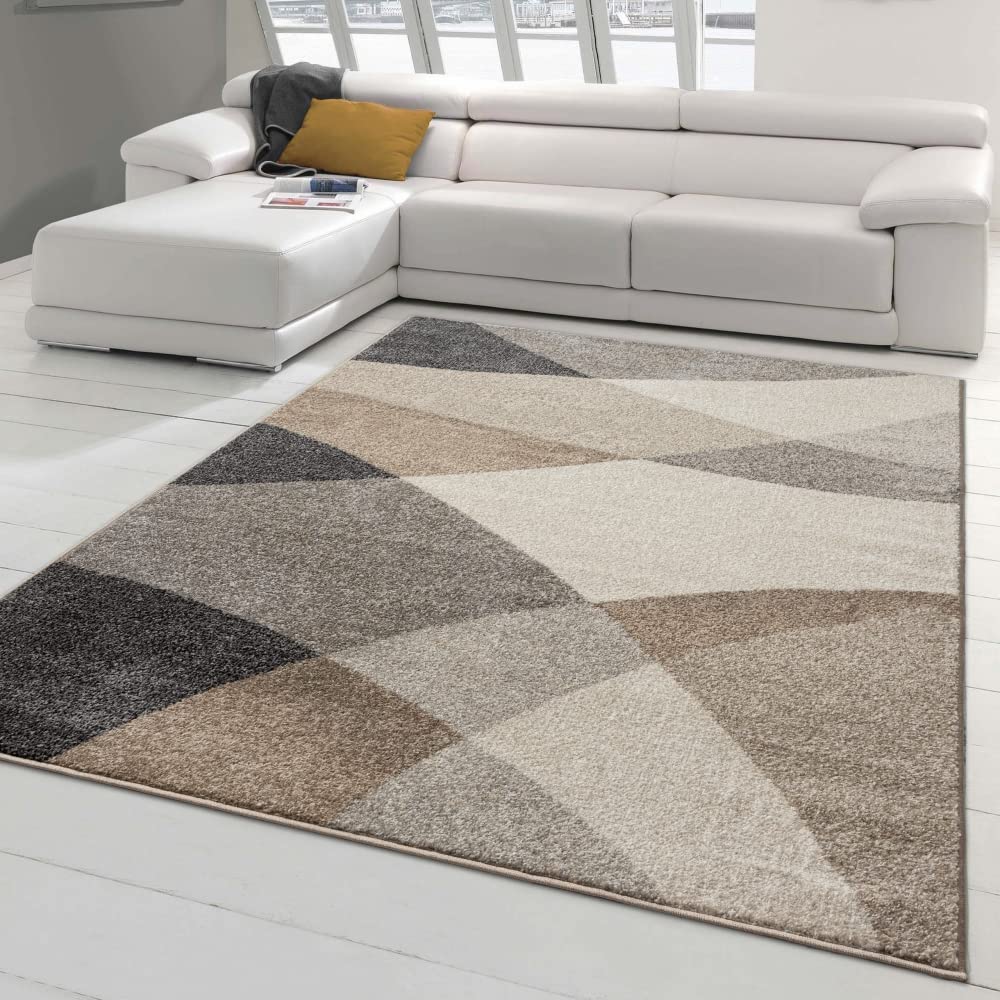 Teppich-Traum Designerteppich Foyer Diele | rechteckig | abstraktes Muster in grau beige, Grösse 240