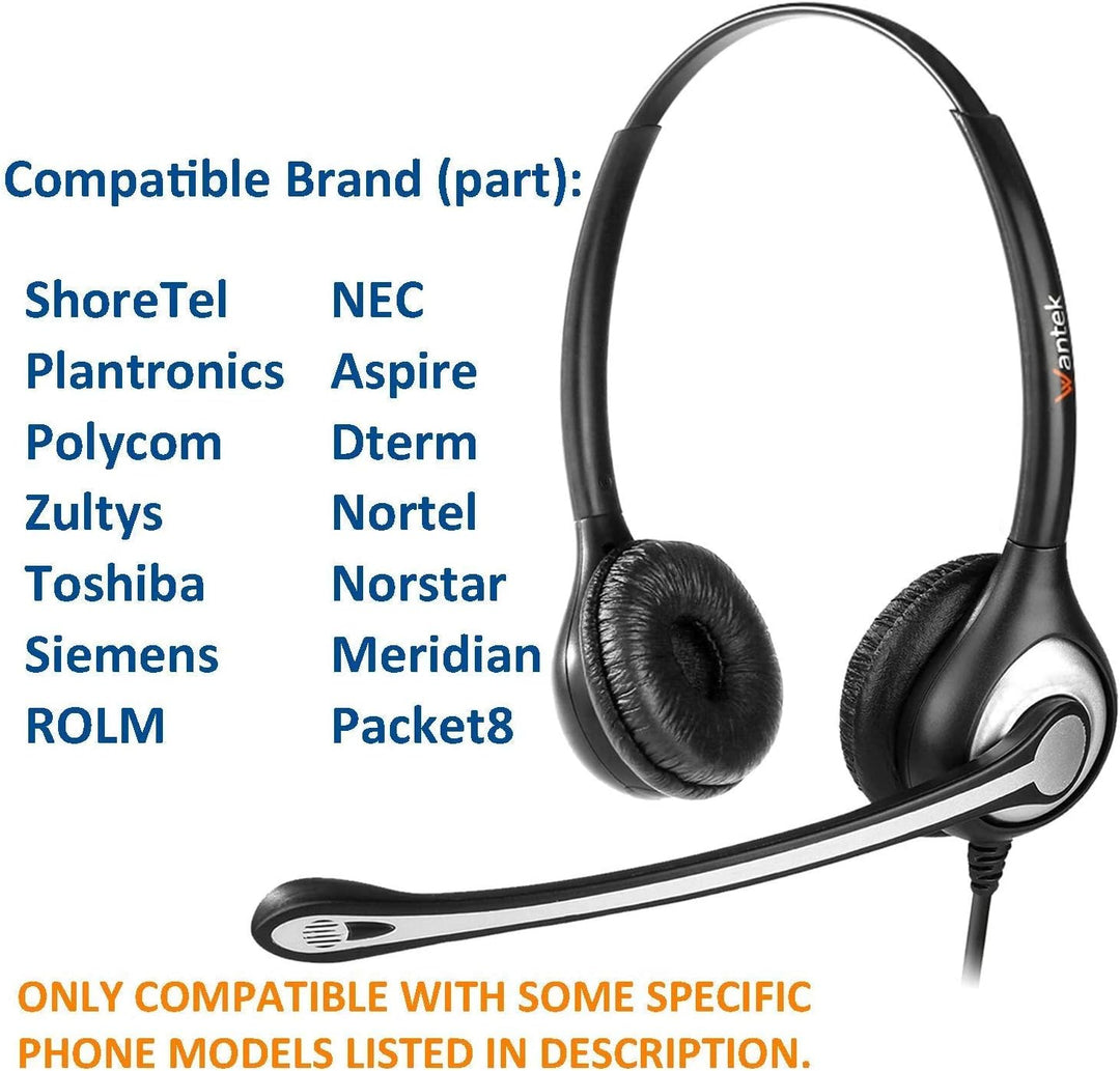 Wantek RJ9 Telefon Headset mit Mikrofon Noise Cancelling & Quick Disconnect, Festnetztelefon Kopfhör