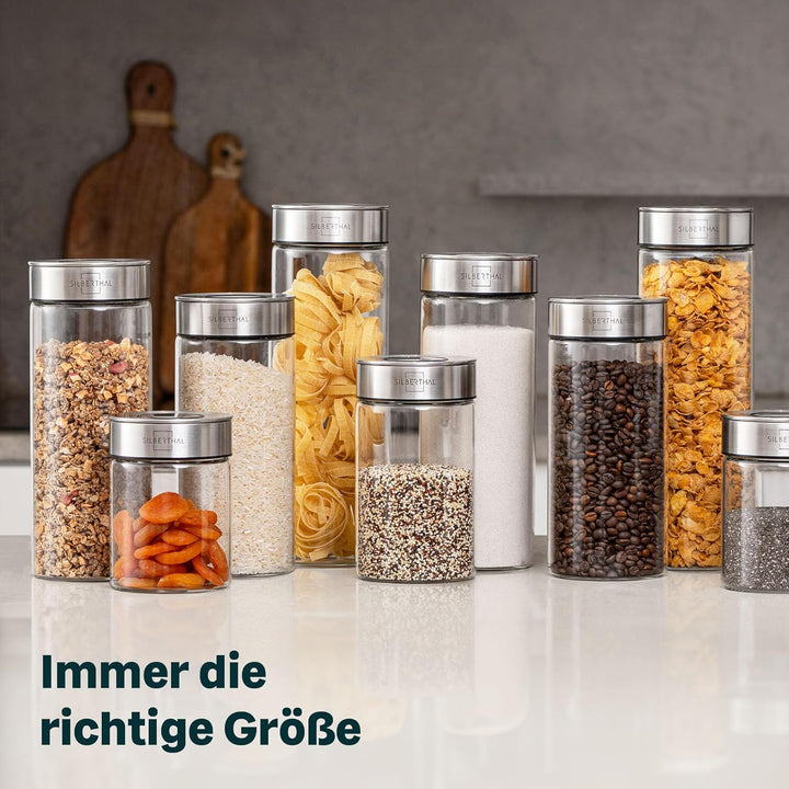 SILBERTHAL Vorratsglas mit Deckel 6er Set - Vorratsdosen für luftdichte & auslaufsichere Aufbewahrun