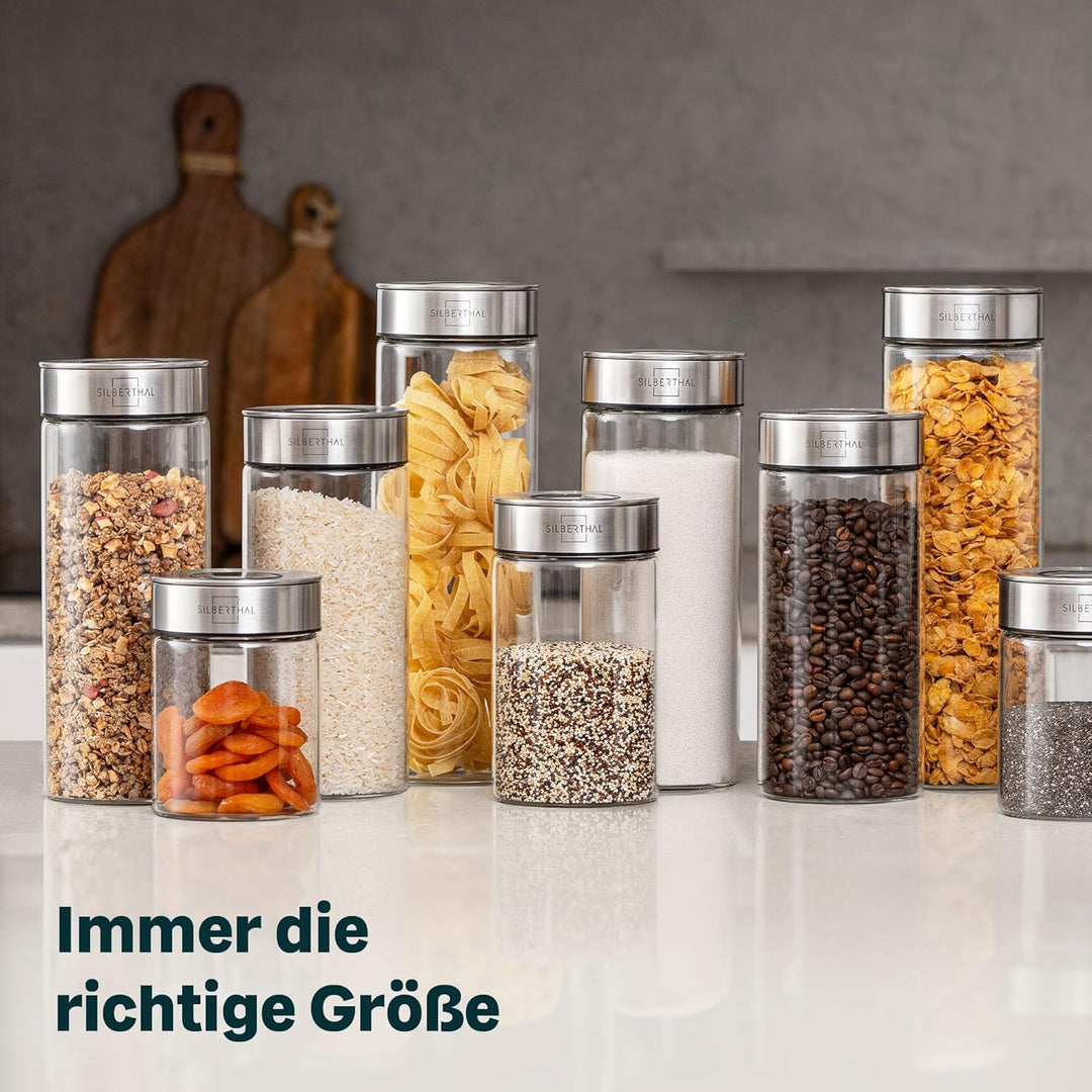 SILBERTHAL Vorratsdosen Glas mit Deckel Set 1700 ml - Vorratsgläser für luftdichte & auslaufsichere