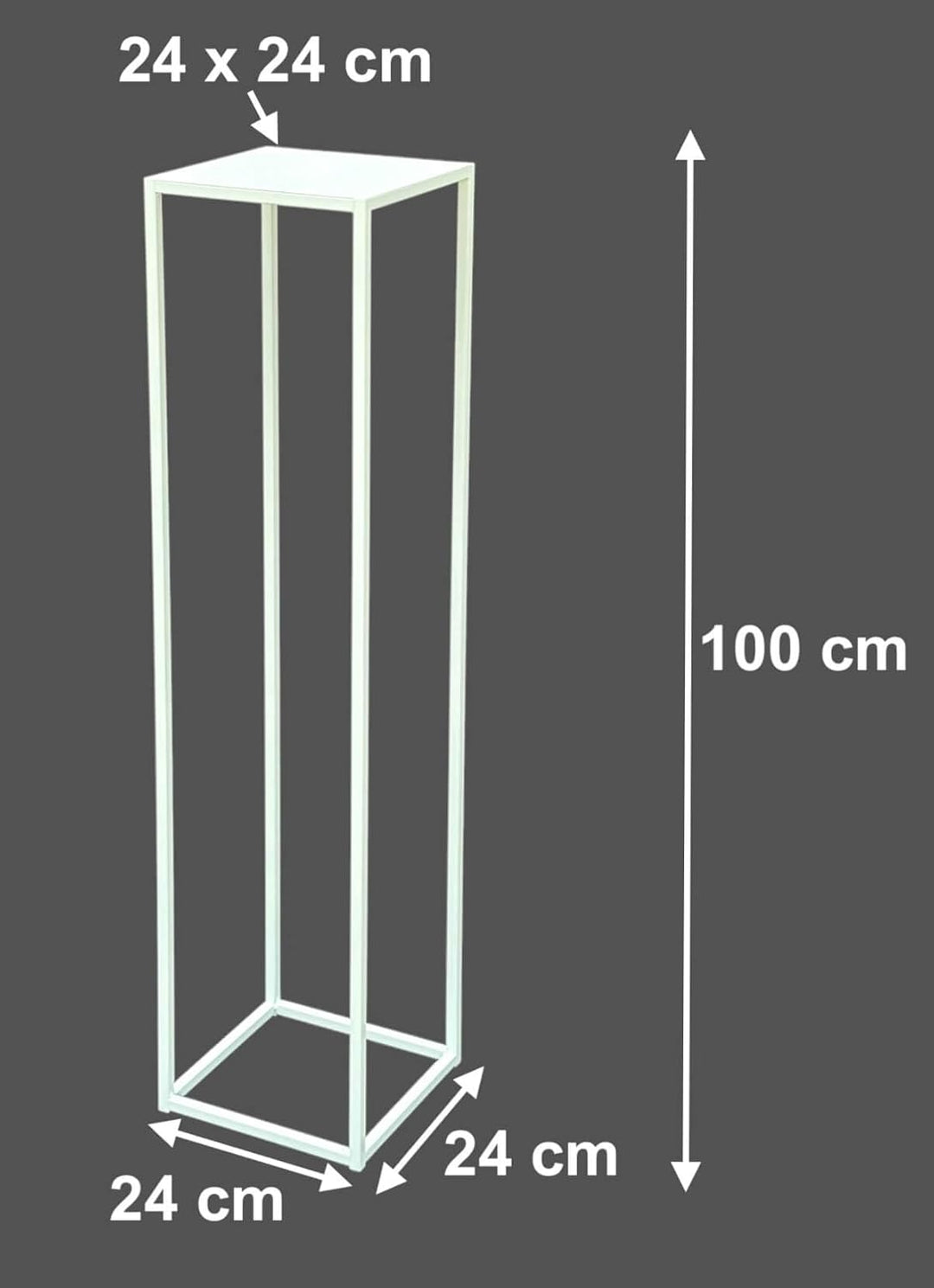 DanDiBo Blumenhocker Metall Weiss Eckig 100 cm Blumenständer Beistelltisch 96569 Blumensäule Pflanze