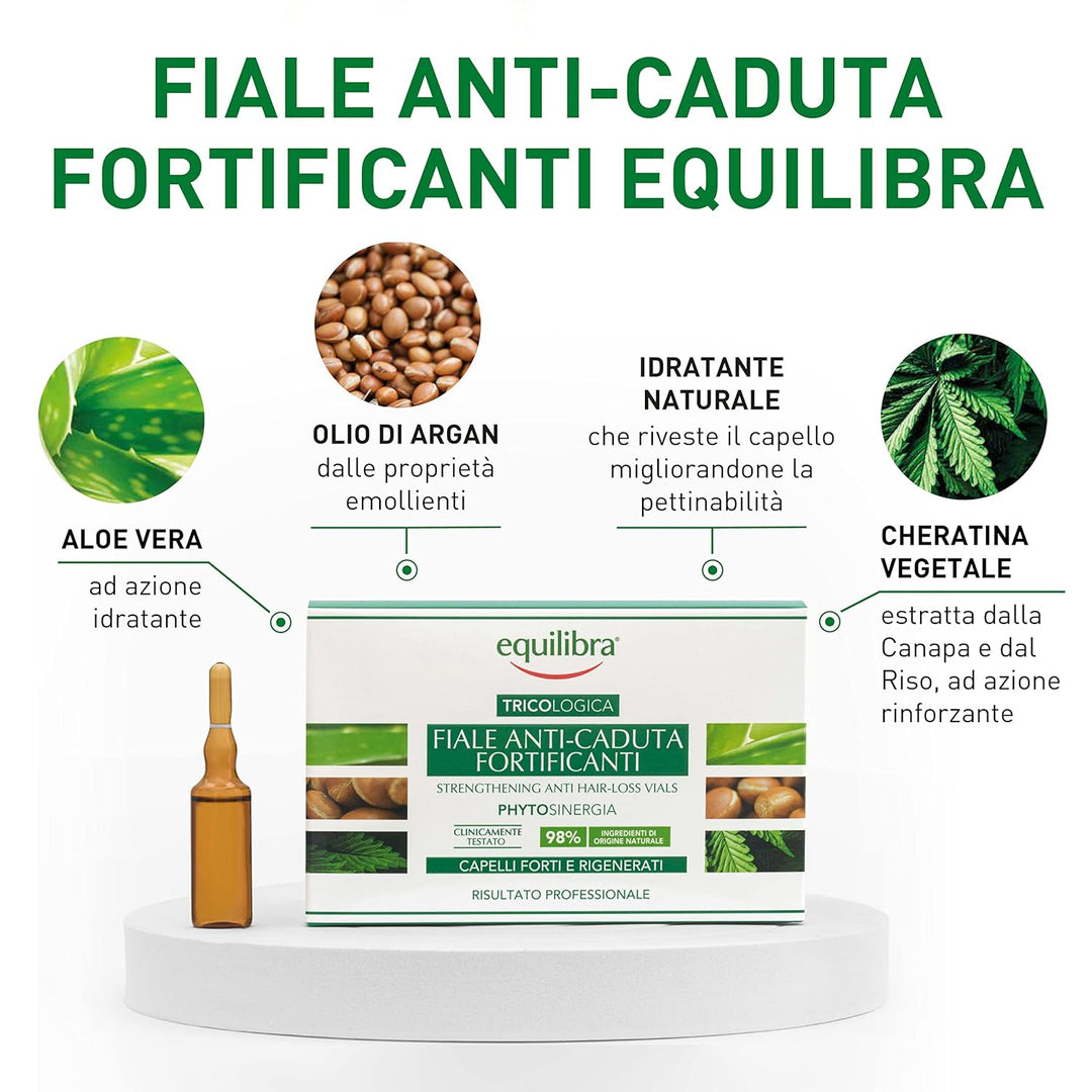 equilibra Haare, stärkende Ampullen gegen Haarausfall, zur Vorbeugung und Verlangsamung des Haarausf