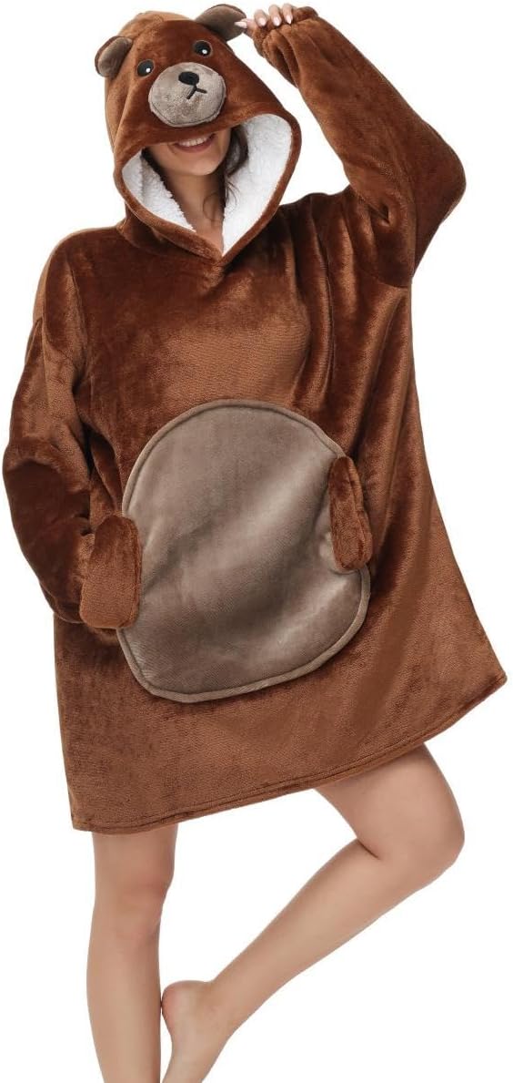 Kuscheldecke zum Anziehen mit Ärmeln und Kapuze Winter Comfy und Warm Sofadecke Unisex Übergrosses T