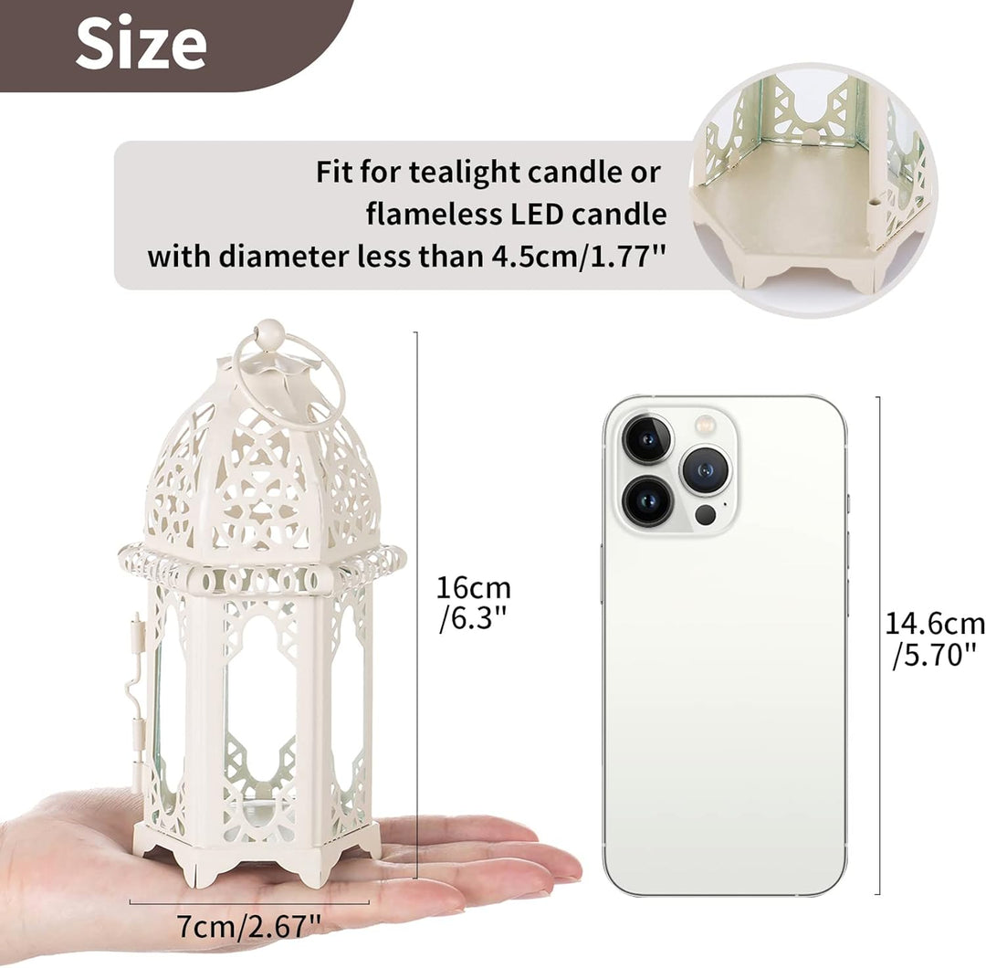 NUPTIO 4 Stück Marokkanischen Stil Kerze Laterne, Kleine Teelichthalter mit Transparente Glasscheibe