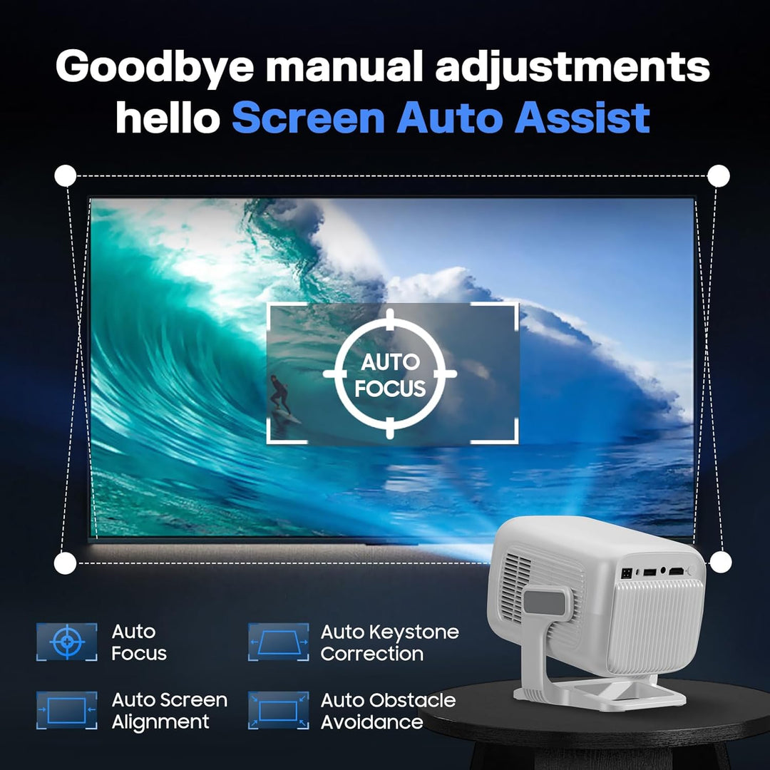 Mini Projektor [Eingebettete App] Autofokus Tragbarer Video-Beamer 4K UHD WiFi 6 BT5.2 Heimkino-Trag