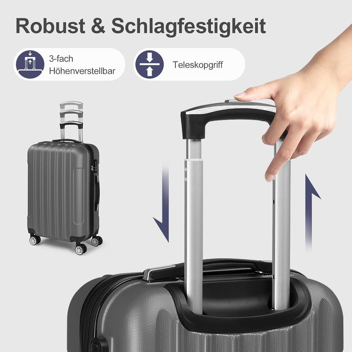 LALAHO Kofferset 5 teilig mit Kosmetikkoffer, Hartschalen Koffer Set aus ABS, Reisekoffer Set, Gepäc