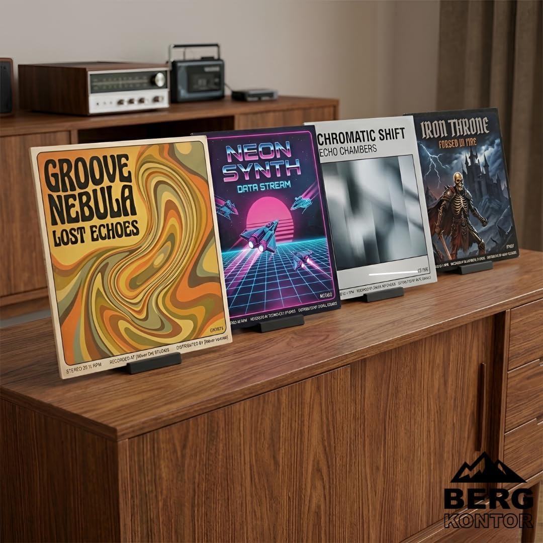 4er Set Schallplattenständer – Modernes Vinyl Display & LP Aufsteller für 7", 10" & 12" Platten – El