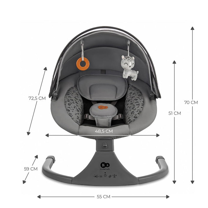 Kinderkraft LUMI 2 Babywippe, Elektrische Babyschaukel, Von der Geburt bis 9 Monate, Höhenverstellba