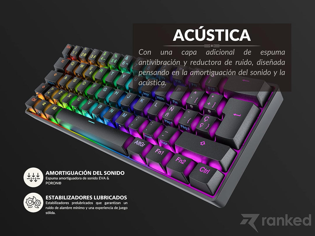 Ranked N60 Nova Mechanische 60 Prozent Tastatur | Hotswap Gaming Keyboard | 62 Programmierbare Taste
