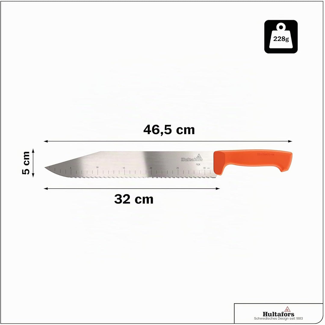 Hultafors Dämmstoffmesser aus japanischem Karbonstahl I 300mm x 50mm Klinge I I Inkl. Klingenschutz