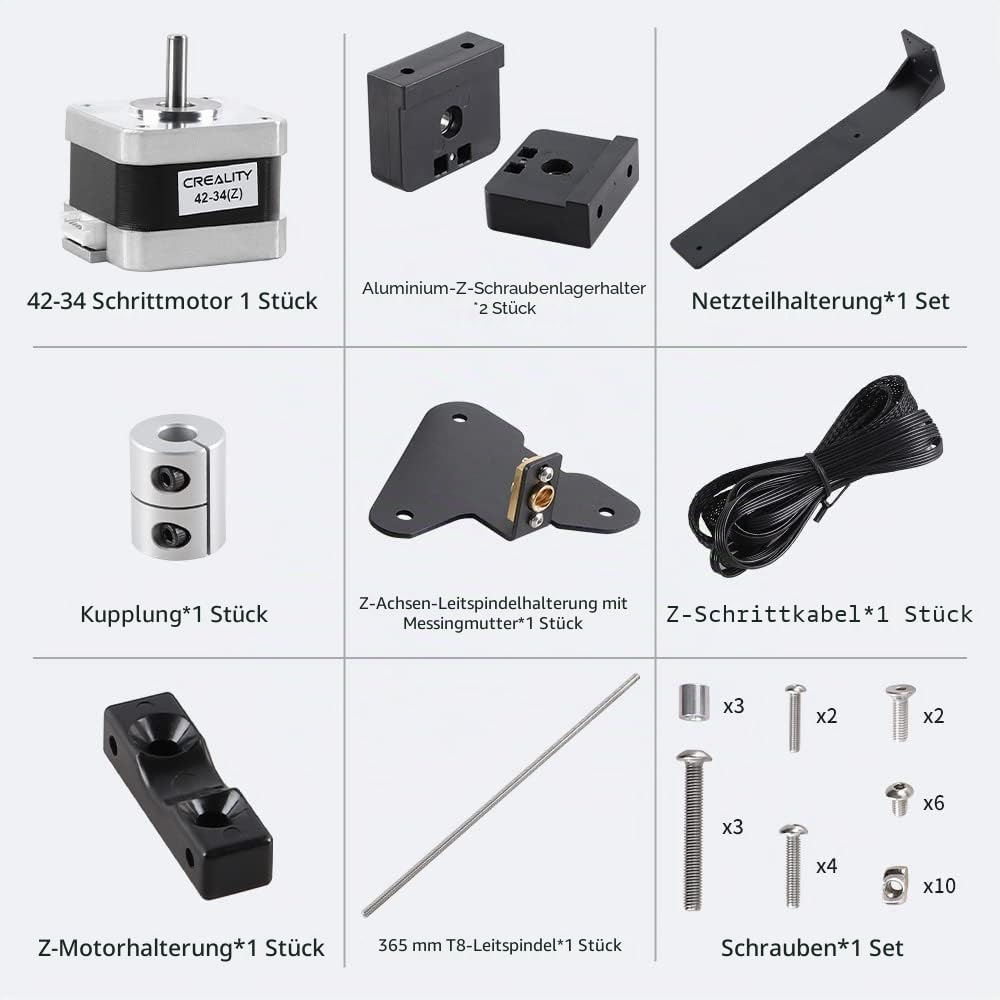 Creality Offizielles Ender 3 Dual Z-Axis Upgrade Kit (42-34 Schrittmotor enthalten) für Ender-3, End