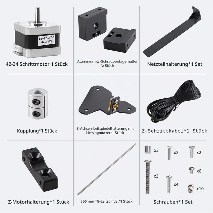 Creality Offizielles Ender 3 Dual Z-Axis Upgrade Kit (42-34 Schrittmotor enthalten) für Ender-3, End