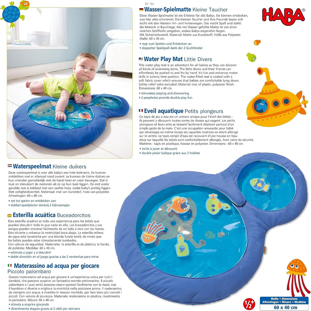 Haba 301184 - Wasser-Spielmatte kleine Taucher, wasserbefülltes Baby-Spielzeug mit beweglichen Schwi